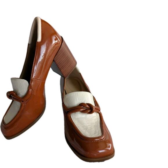 Antonio Melani Hale Patent Leather Square Toe Heeled Loafers, VTG,Size 7.5, NWOB - Picture 1 of 6